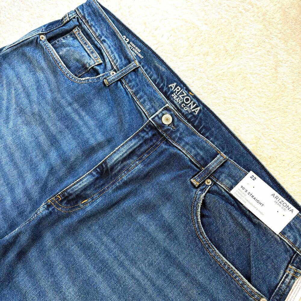 Arizona Jean Co Womens 22 High Rise 90s Straight Leg Jeans Dark Wash NWT